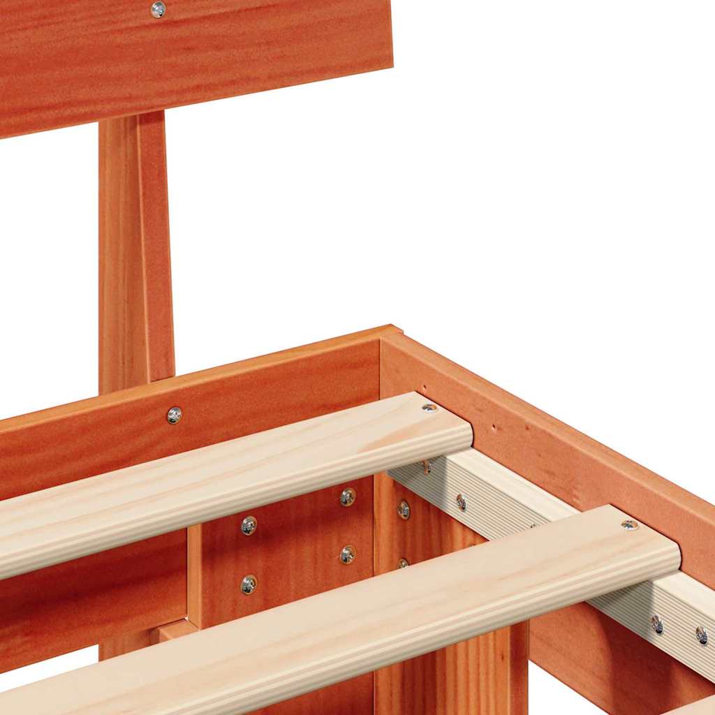 Bed Frame with Headboard Wax Brown 90 x 200 cm Solid Pine Wood