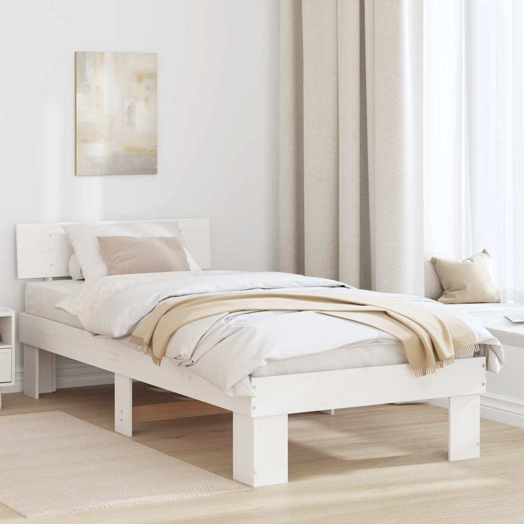 Bed Frame with Headboard White 80 x 200 cm Solid Pine Wood