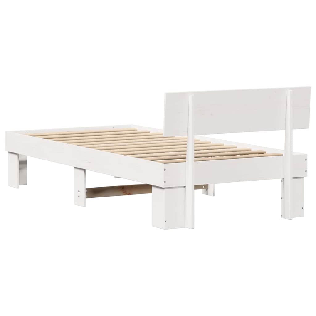 Bed Frame with Headboard White 90 x 190 cm Solid Pine Wood