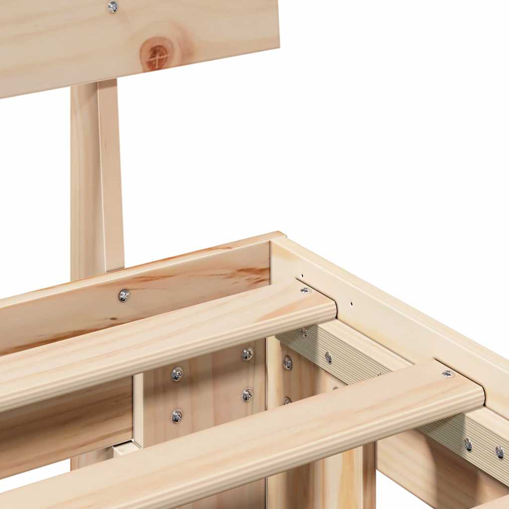 Bed Frame with Headboard Natural 75 x 190 cm Solid Pine Wood