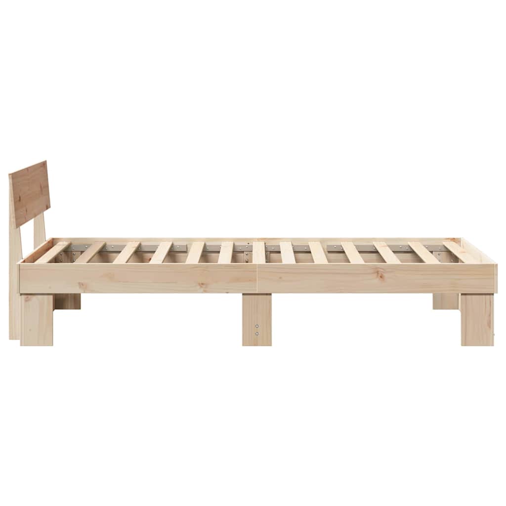 Bed Frame with Headboard Natural 75 x 190 cm Solid Pine Wood