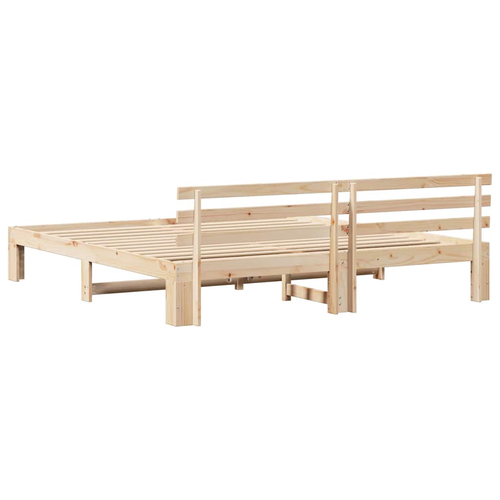 Bed Frame with Headboard Natural 200 x 200 cm Solid Pine Wood