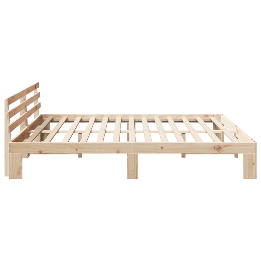 Bed Frame with Headboard Natural 180 x 200 cm Solid Pine Wood
