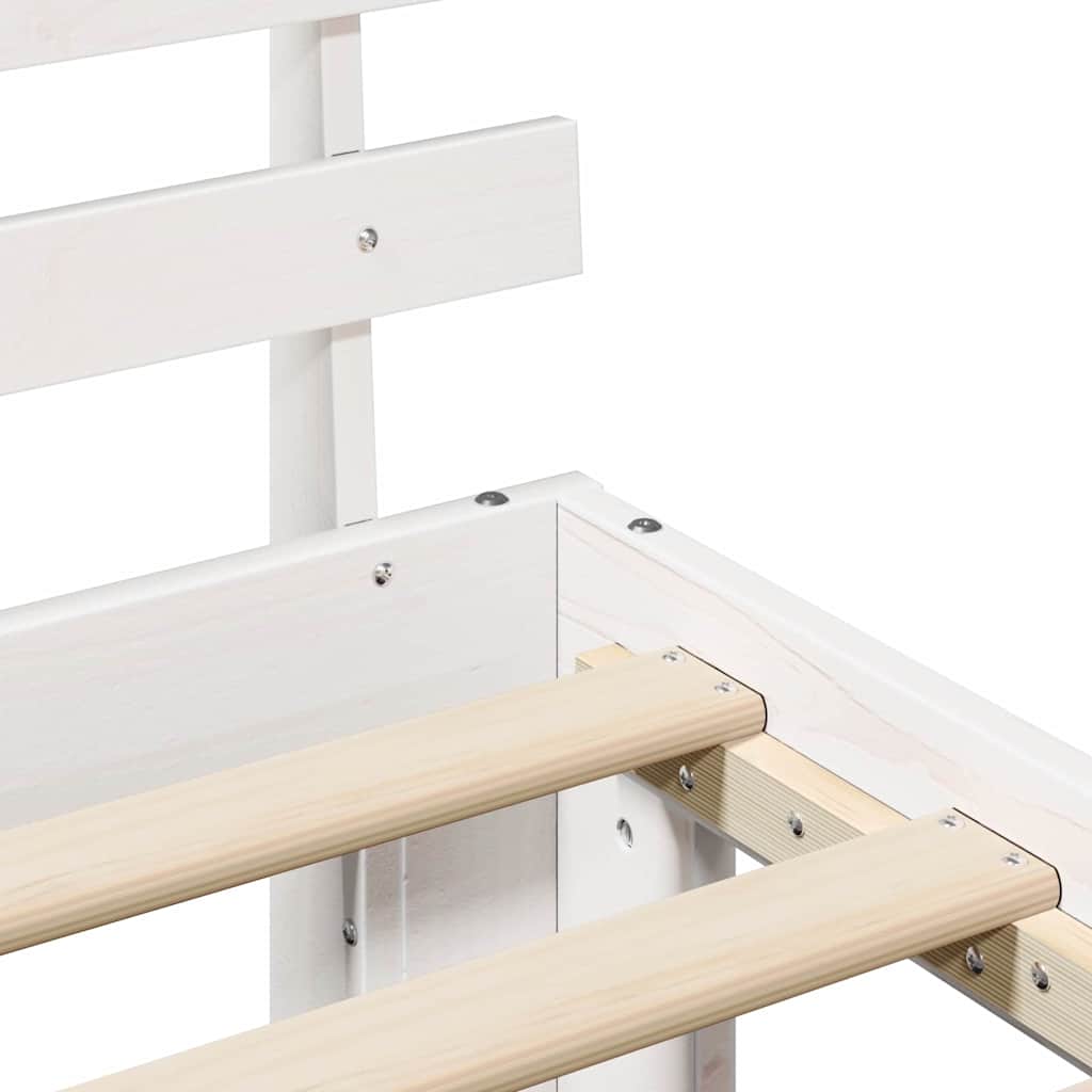 Bed Frame with Headboard White 180 x 200 cm Solid Pine Wood