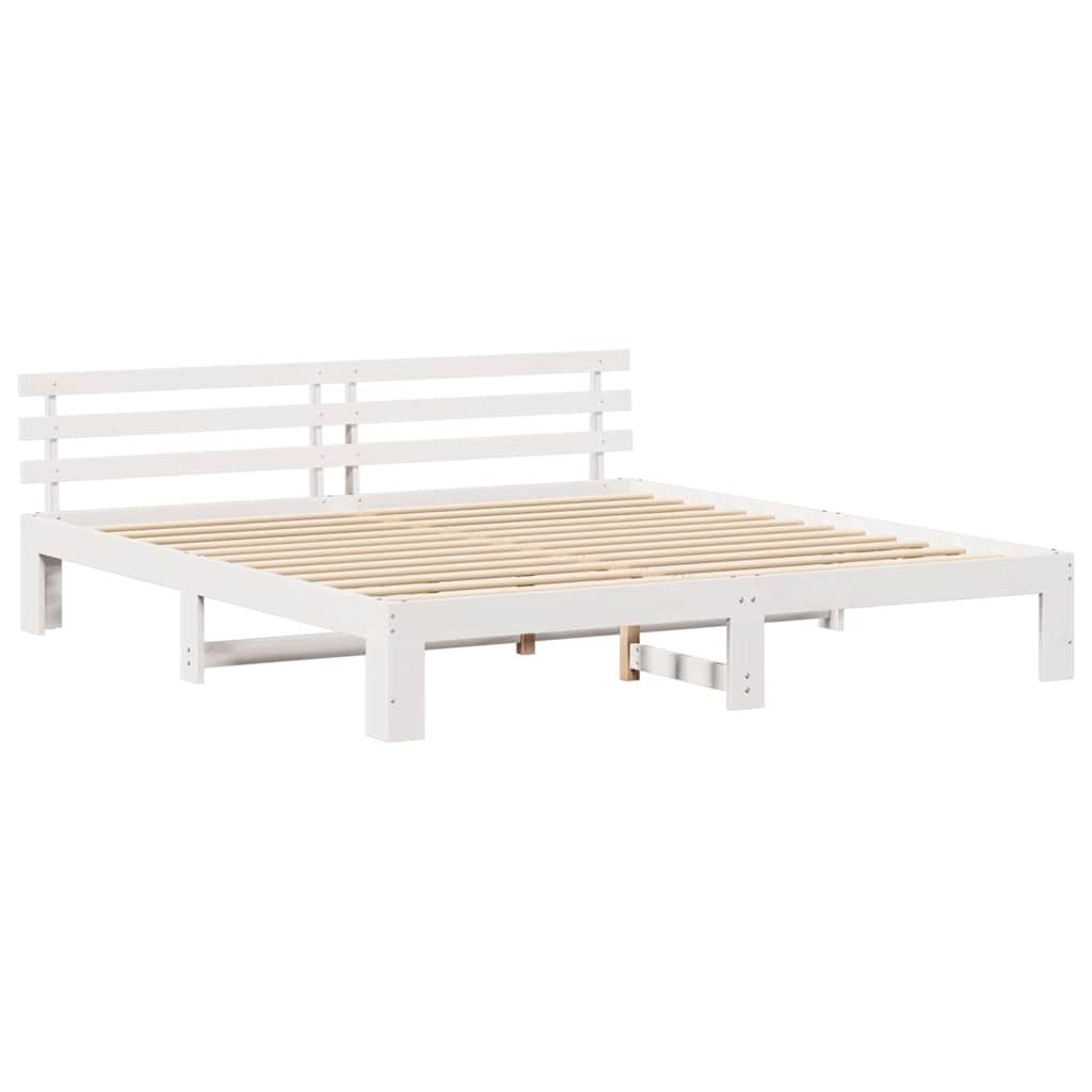 Bed Frame with Headboard White 180 x 200 cm Solid Pine Wood