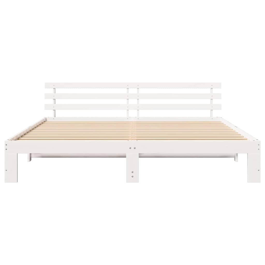 Bed Frame with Headboard White 180 x 200 cm Solid Pine Wood