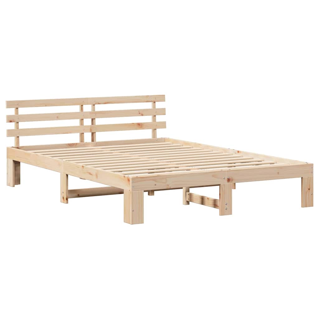 Bed Frame with Headboard Natural 160 x 200 cm Solid Pine Wood