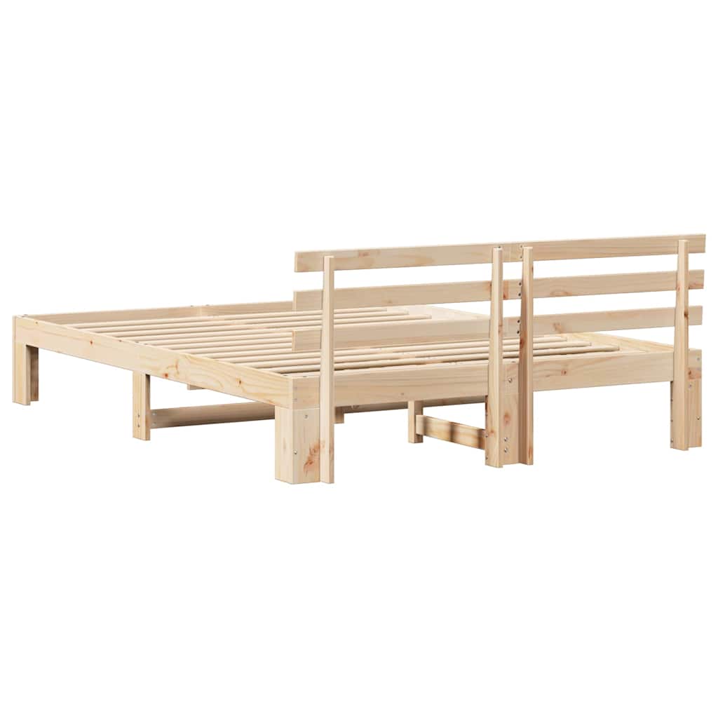 Bed Frame with Headboard Natural 160 x 200 cm Solid Pine Wood