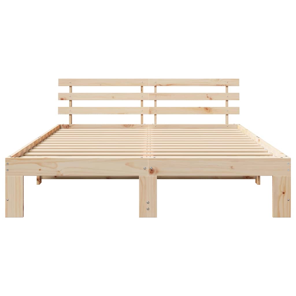 Bed Frame with Headboard Natural 160 x 200 cm Solid Pine Wood