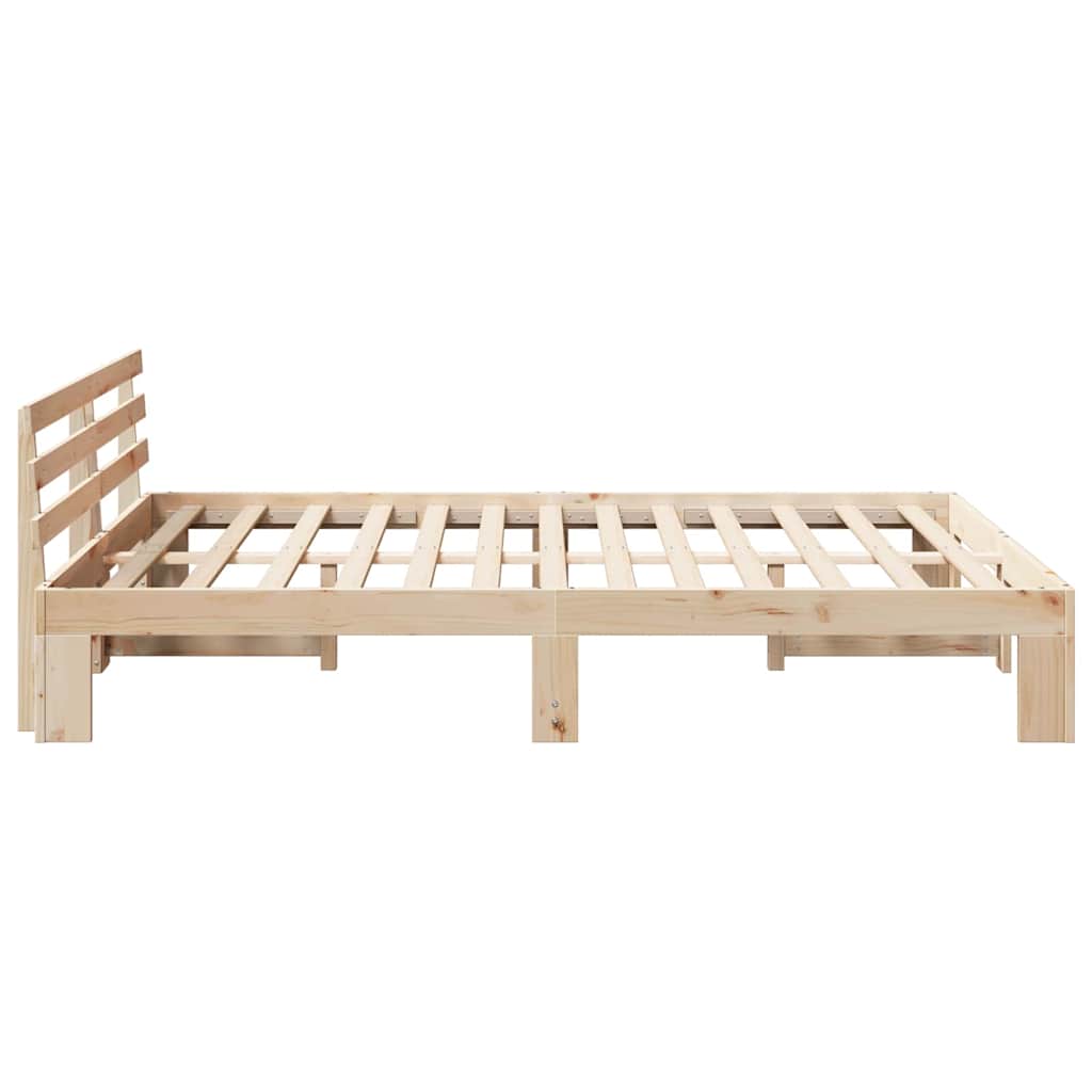 Bed Frame with Headboard Natural 160 x 200 cm Solid Pine Wood