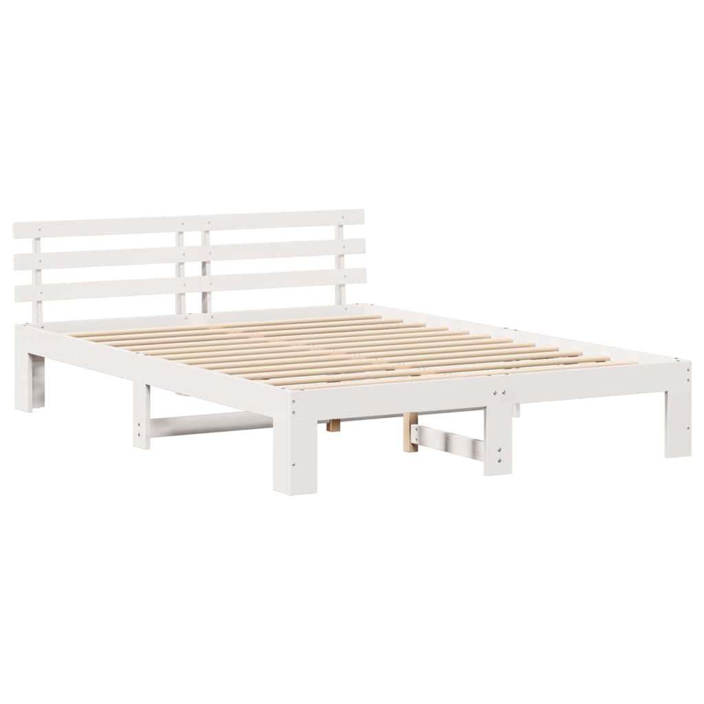 Bed Frame with Headboard White 160 x 200 cm Solid Pine Wood