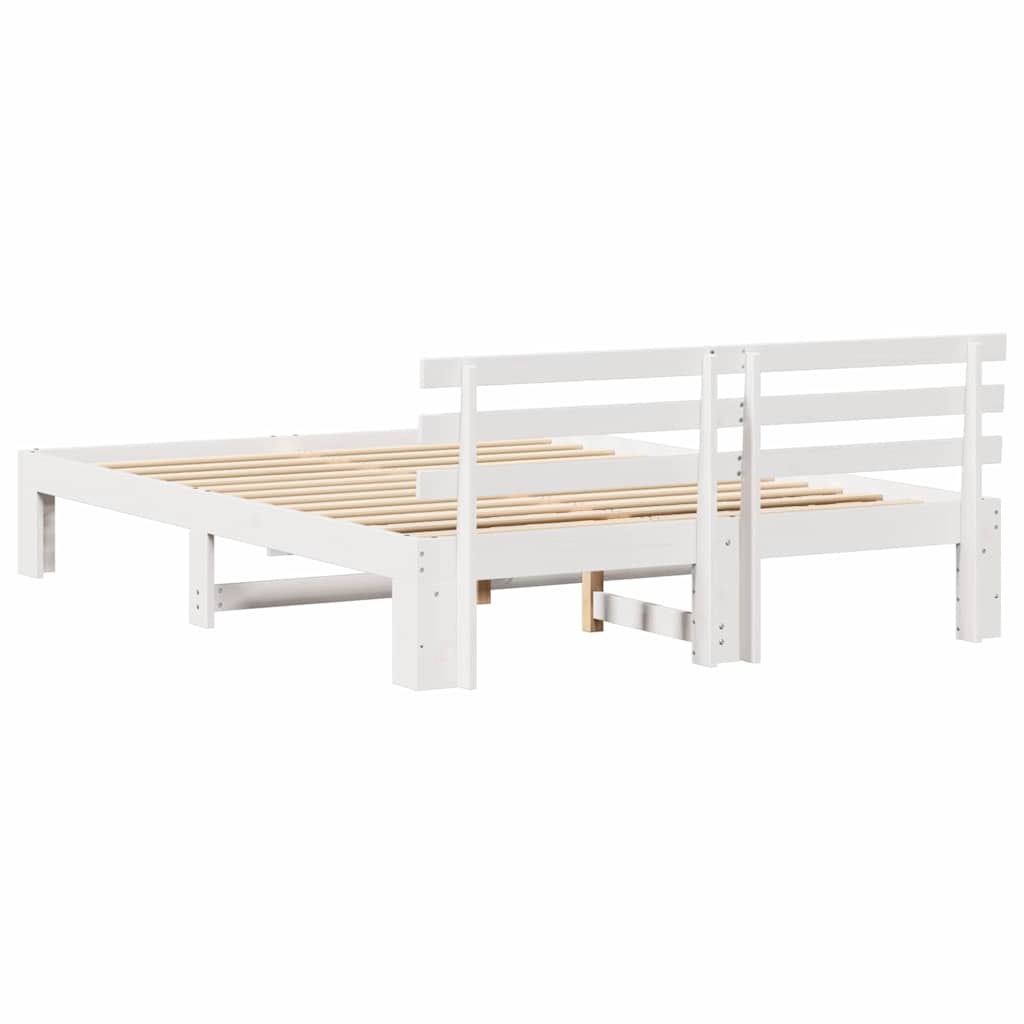 Bed Frame with Headboard White 160 x 200 cm Solid Pine Wood