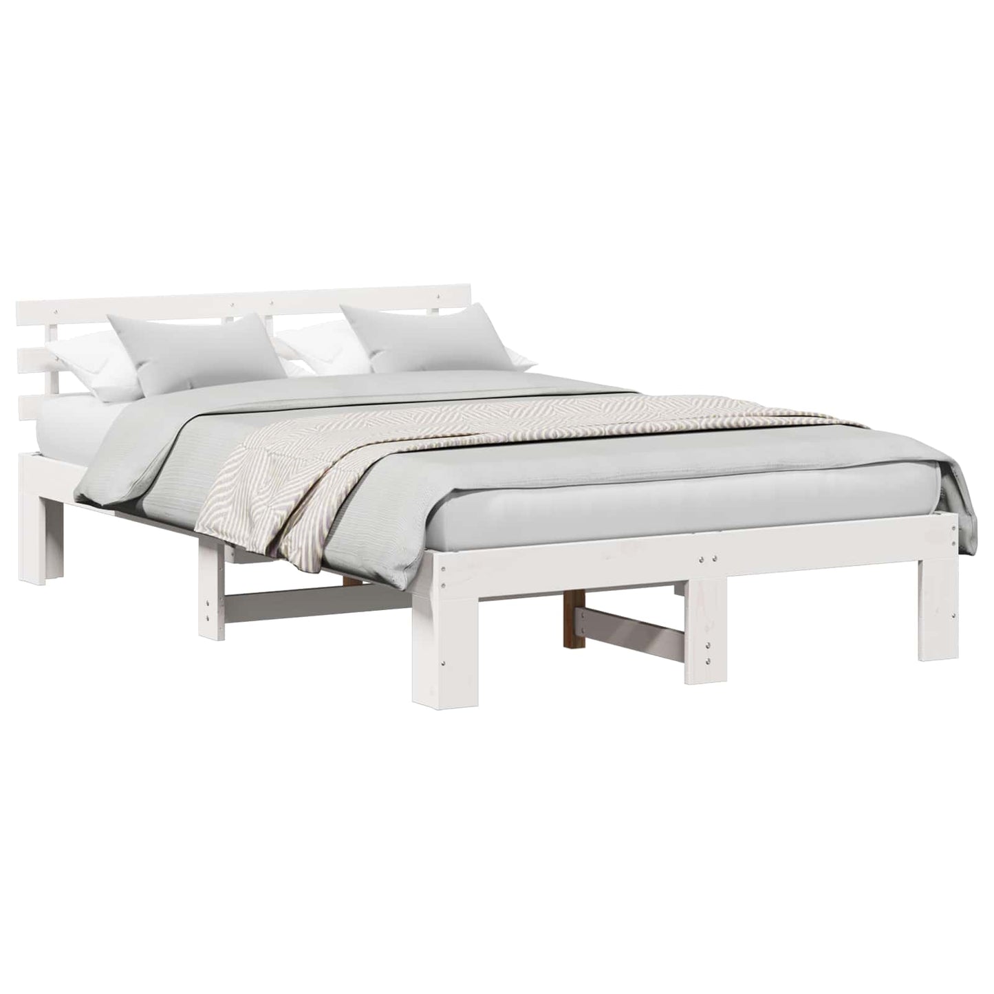 Bed Frame with Headboard White 120 x 200 cm Solid Pine Wood