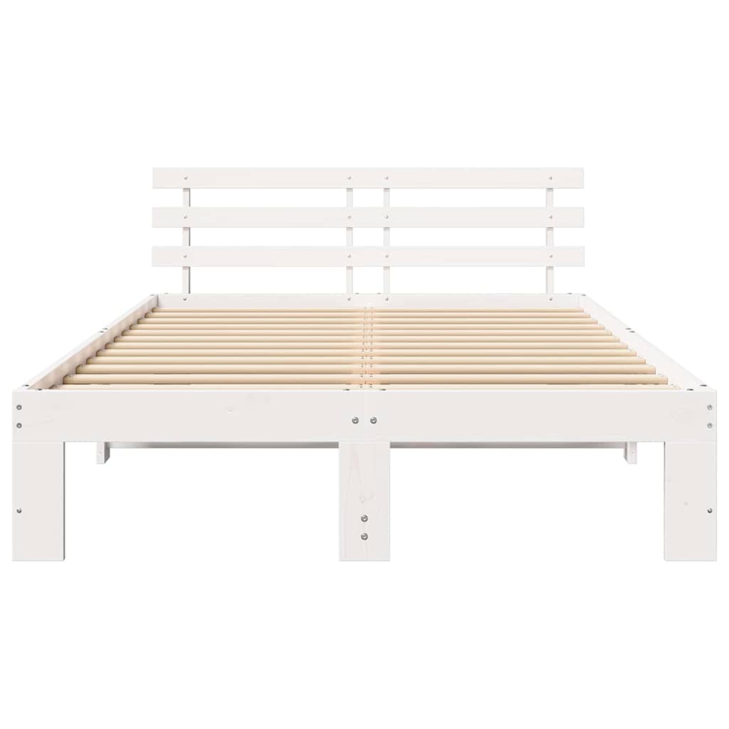 Bed Frame with Headboard White 120 x 200 cm Solid Pine Wood