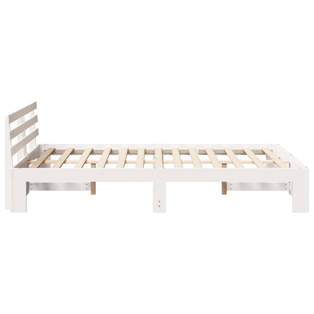 Bed Frame with Headboard White 120 x 200 cm Solid Pine Wood