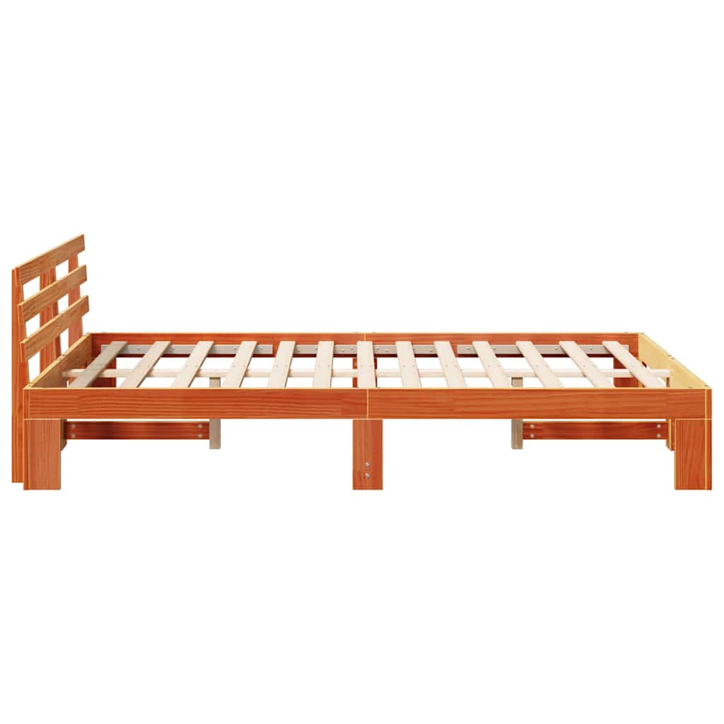 Bed Frame with Headboard Wax Brown 120 x 200 cm Solid Pine Wood