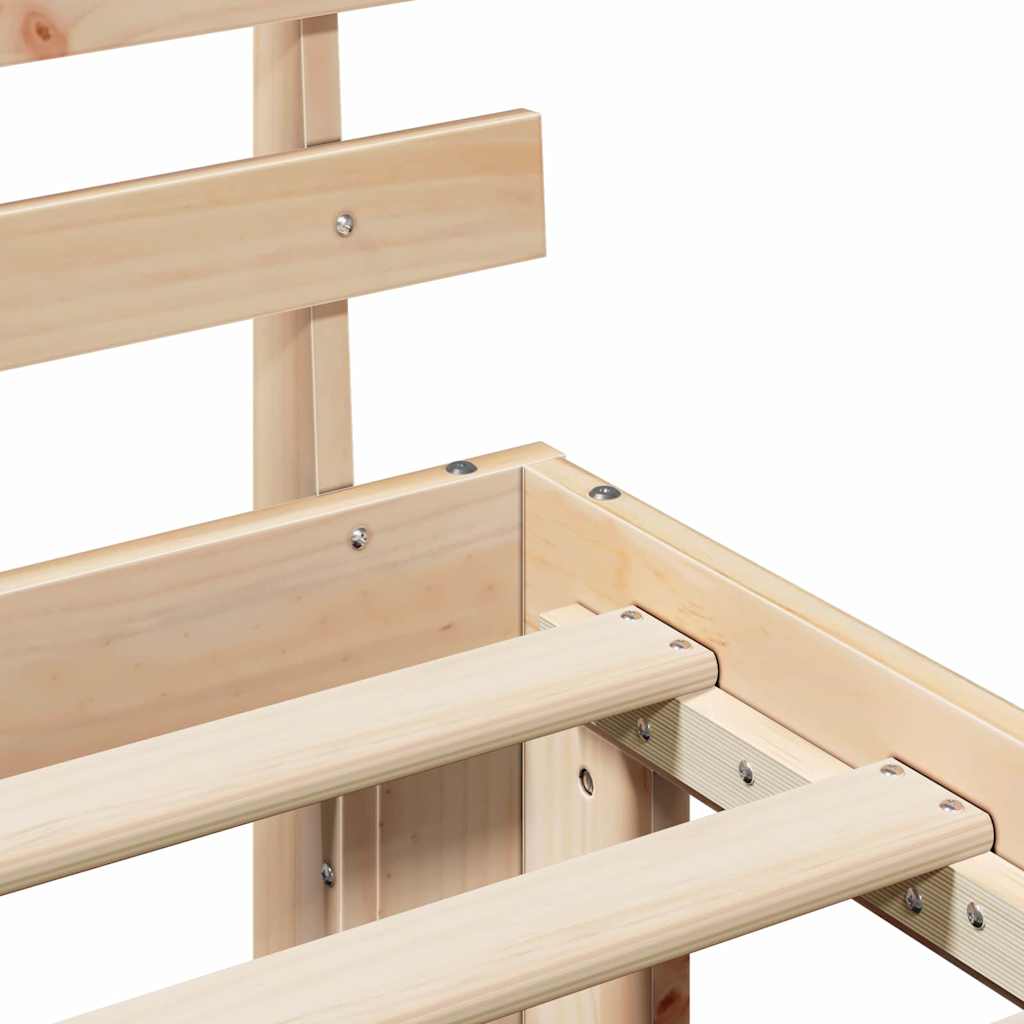 Bed Frame with Headboard Natural 140 x 190 cm Solid Pine Wood