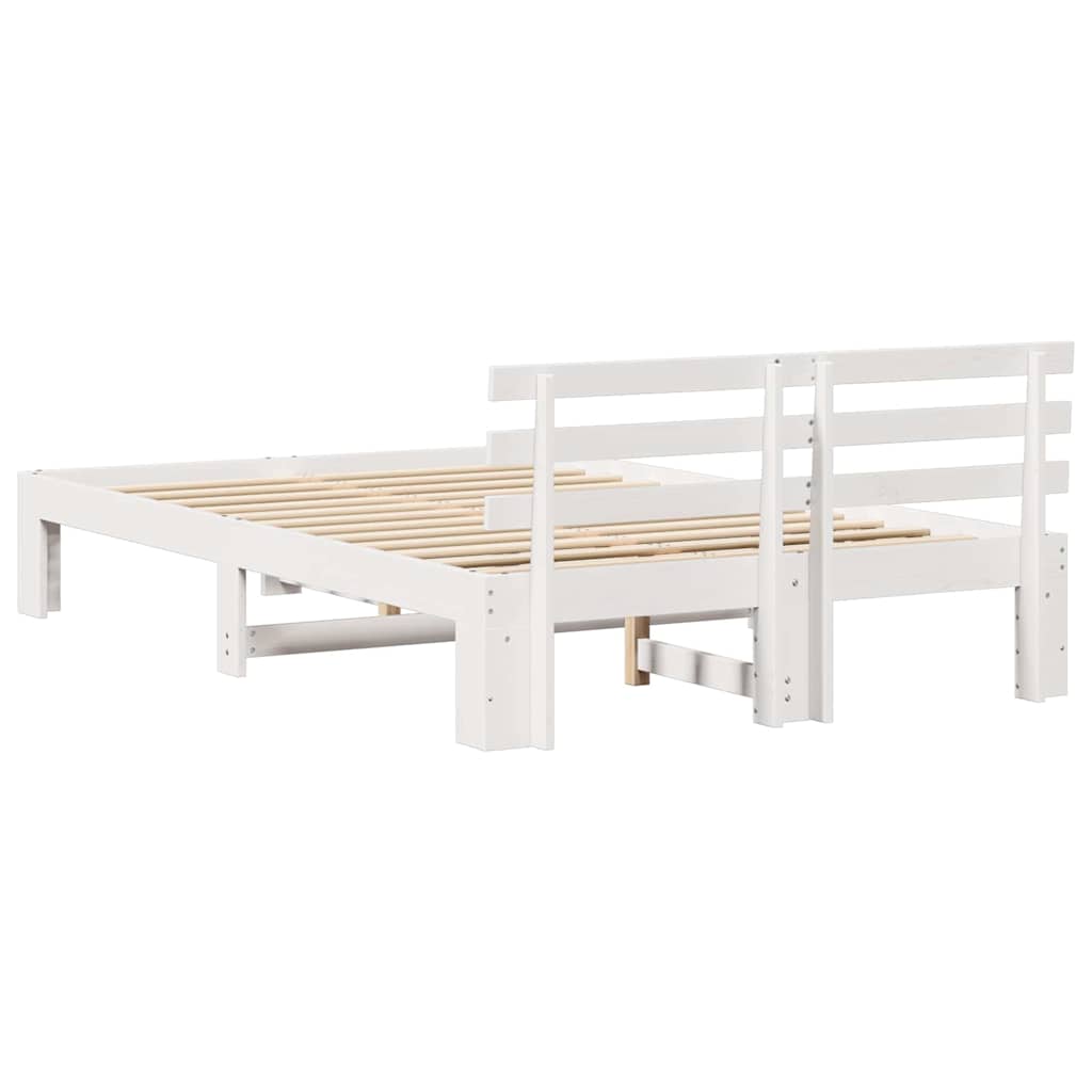 Bed Frame with Headboard White 140 x 190 cm Solid Pine Wood