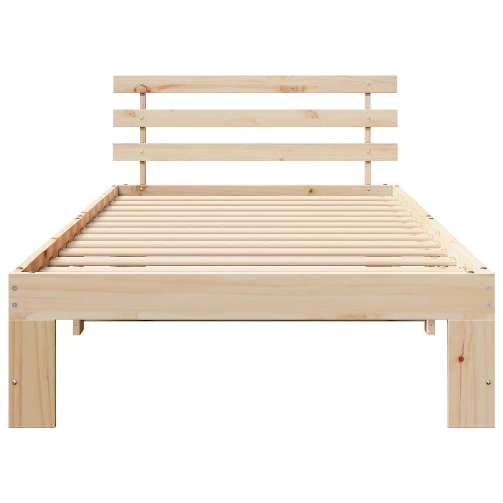 Bed Frame with Headboard Natural 100 x 200 cm Solid Pine Wood