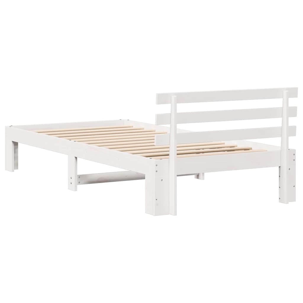 Bed Frame with Headboard White 90 x 200 cm Solid Pine Wood
