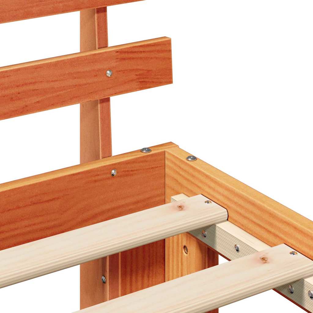 Bed Frame with Headboard Wax Brown 80 x 200 cm Solid Pine Wood