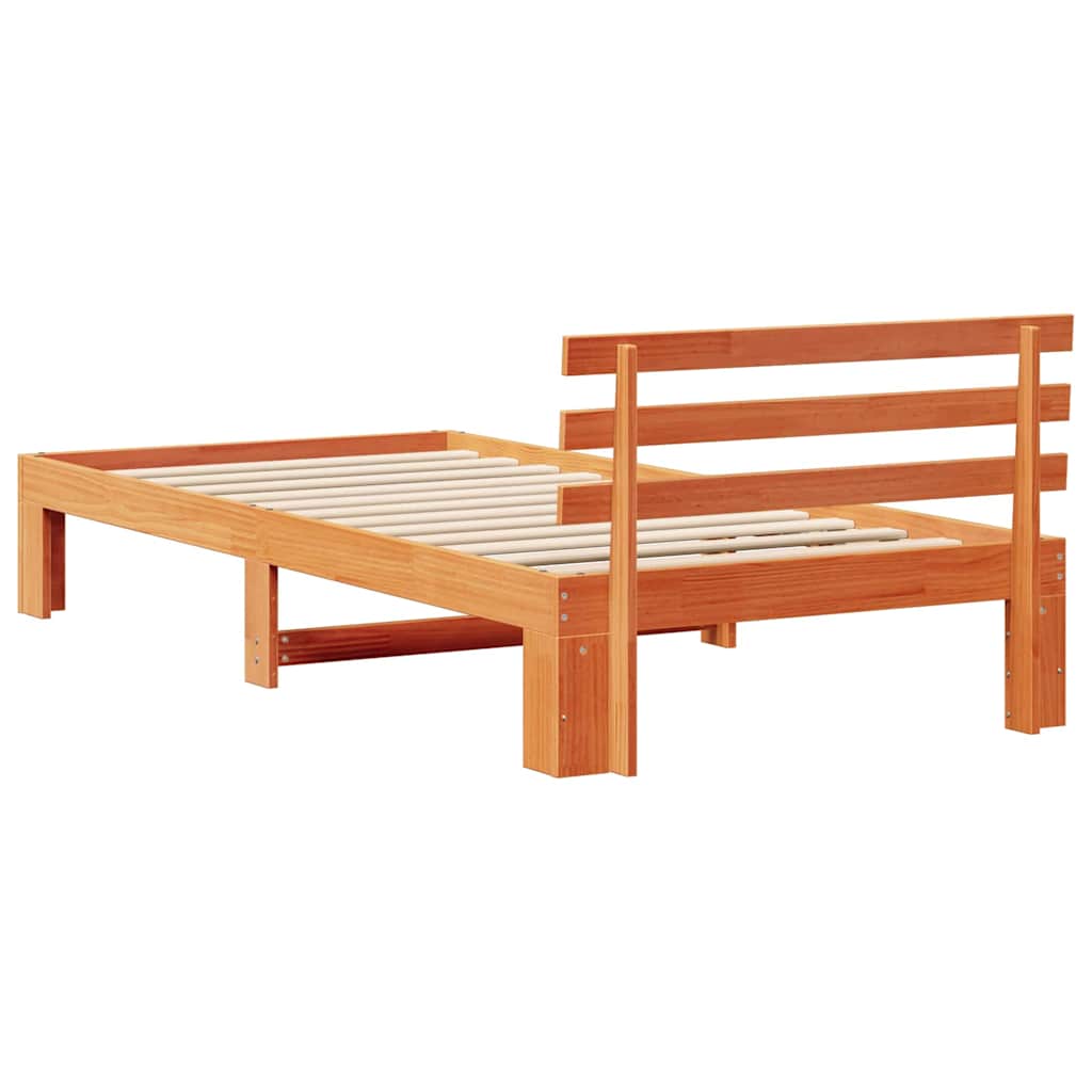 Bed Frame with Headboard Wax Brown 80 x 200 cm Solid Pine Wood