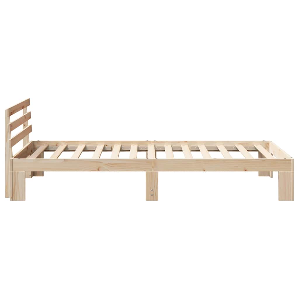 Bed Frame with Headboard Natural 90 x 190 cm Solid Pine Wood
