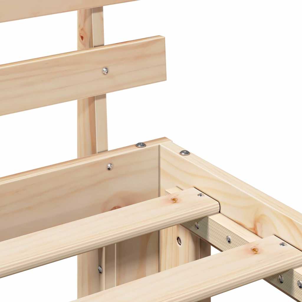 Bed Frame with Headboard Natural 75 x 190 cm Solid Pine Wood