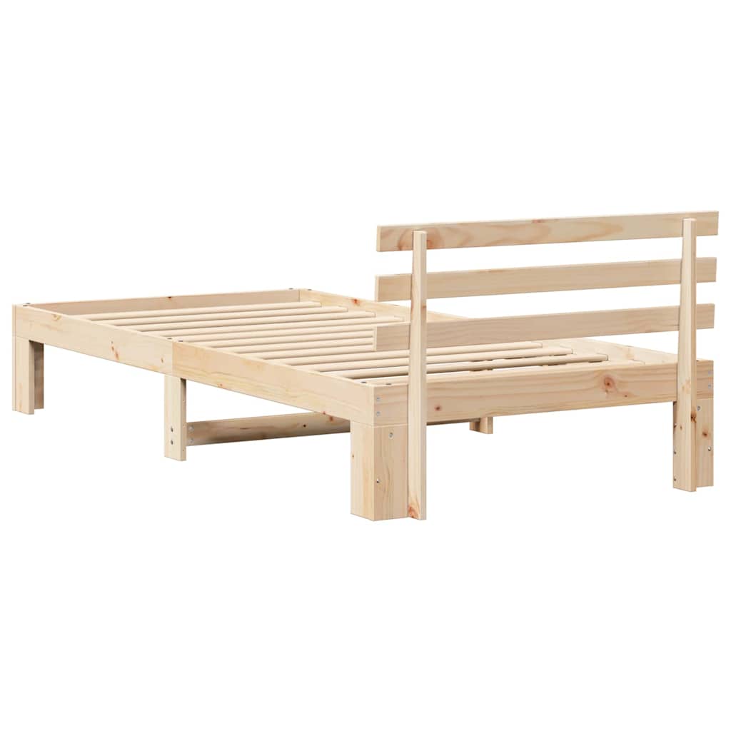 Bed Frame with Headboard Natural 75 x 190 cm Solid Pine Wood