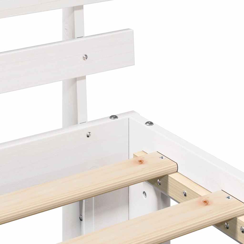 Bed Frame with Headboard White 75 x 190 cm Solid Pine Wood