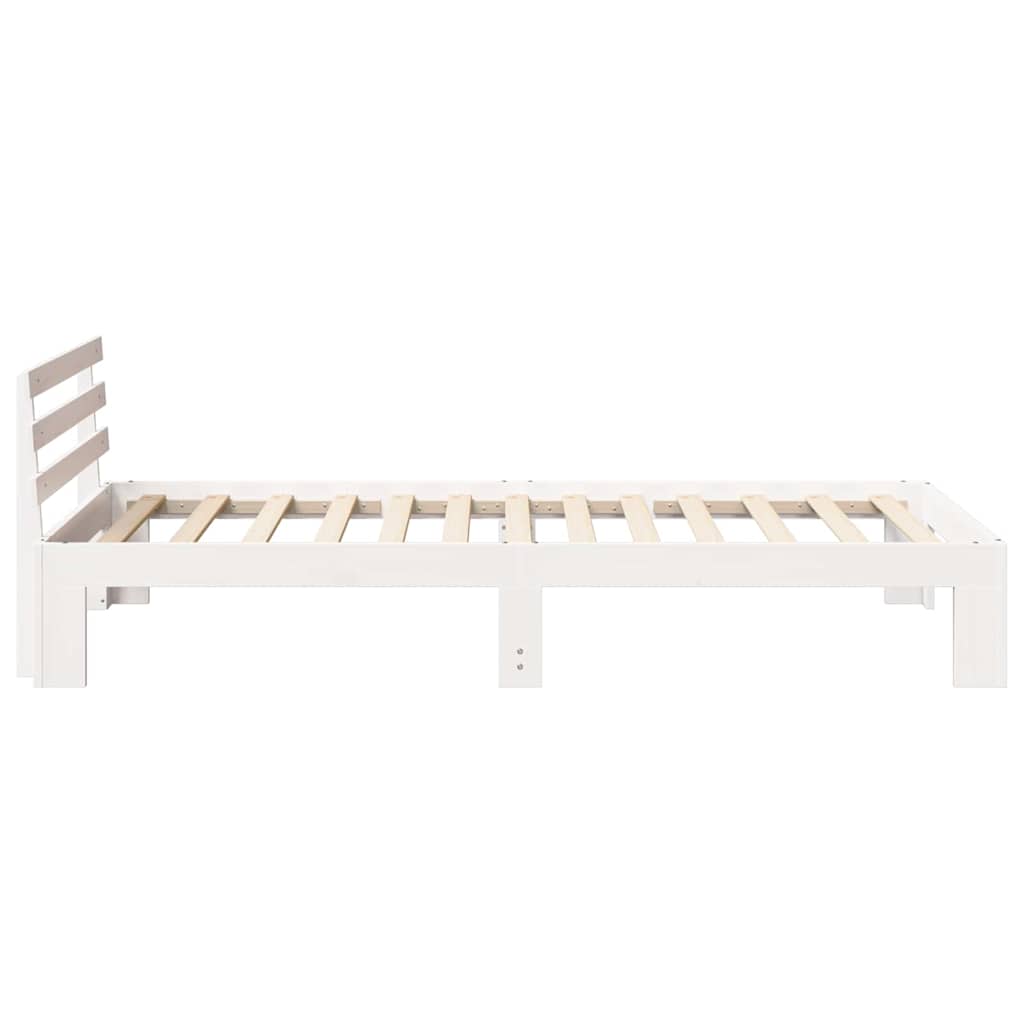 Bed Frame with Headboard White 75 x 190 cm Solid Pine Wood