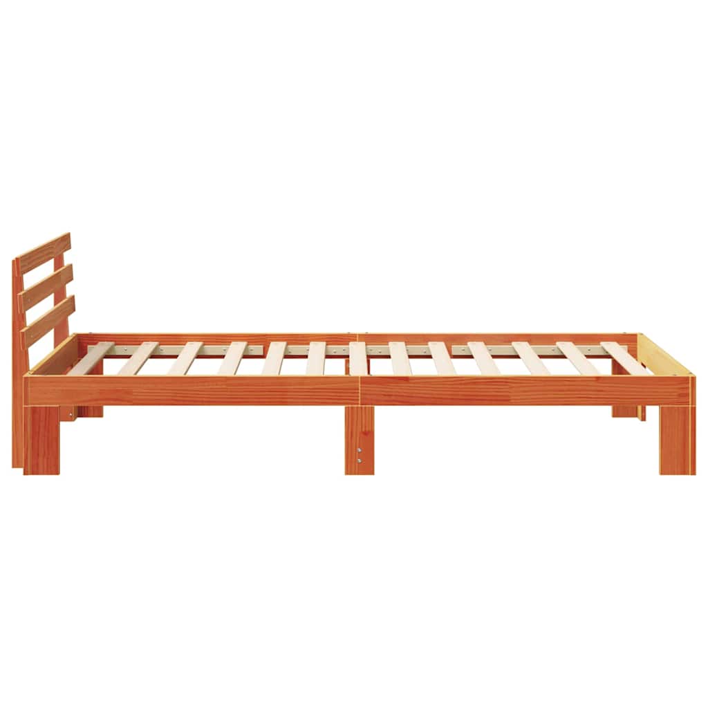 Bed Frame with Headboard Wax Brown 75 x 190 cm Solid Pine Wood