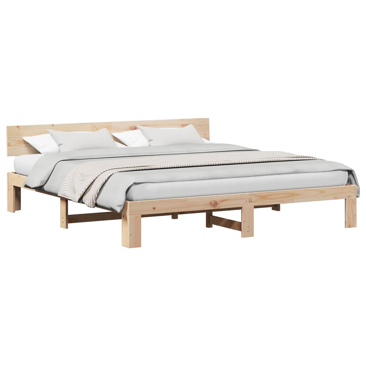 Bed Frame with Headboard Natural 180 x 200 cm Solid Pine Wood