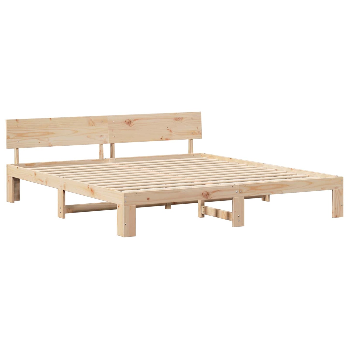 Bed Frame with Headboard Natural 180 x 200 cm Solid Pine Wood