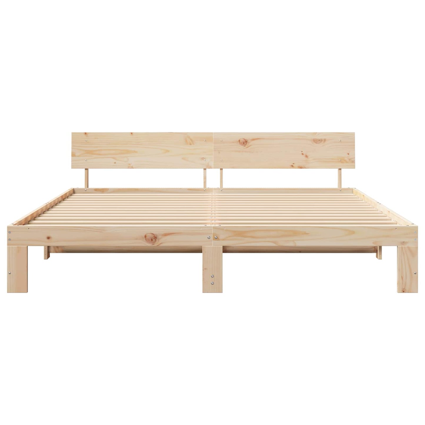 Bed Frame with Headboard Natural 180 x 200 cm Solid Pine Wood
