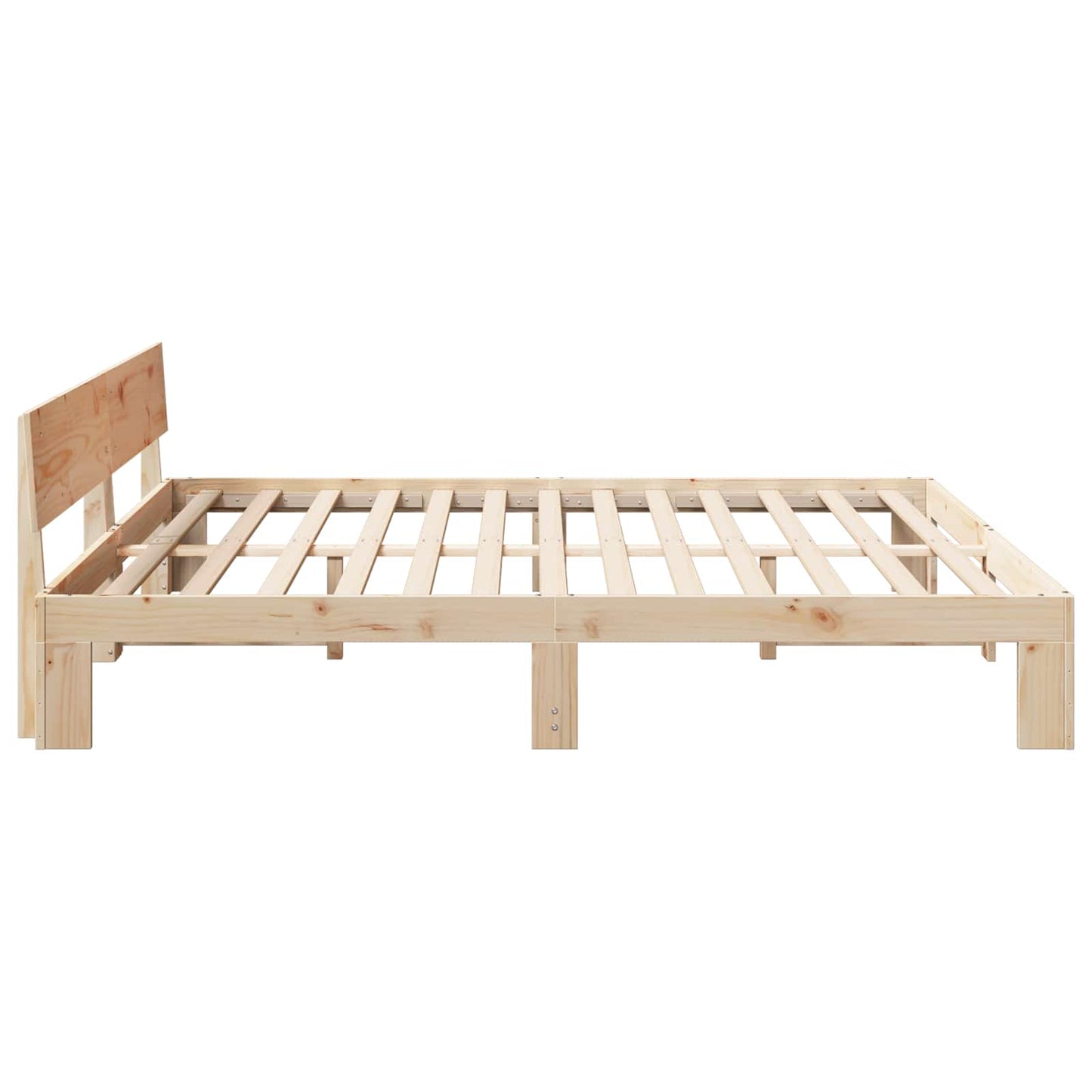 Bed Frame with Headboard Natural 180 x 200 cm Solid Pine Wood