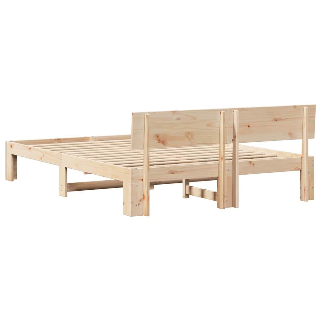 Bed Frame with Headboard Natural 150 x 200 cm Solid Pine Wood