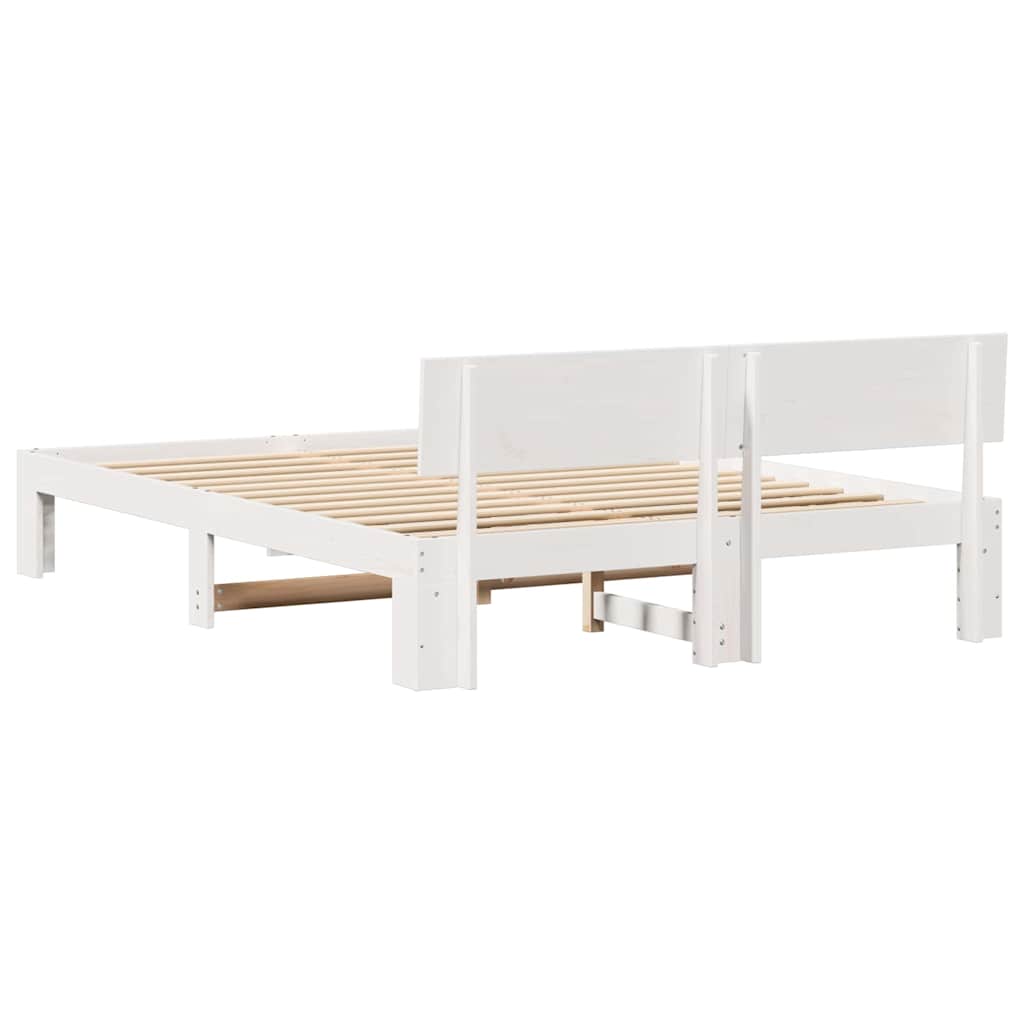 Bed Frame with Headboard White 140 x 200 cm Solid Pine Wood