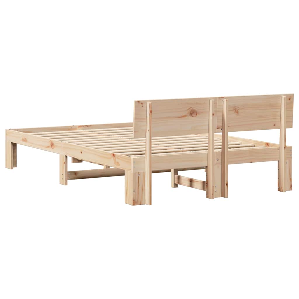 Bed Frame with Headboard Natural 120 x 200 cm Solid Pine Wood