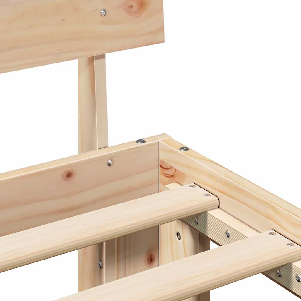 Bed Frame with Headboard Natural 140 x 190 cm Solid Pine Wood