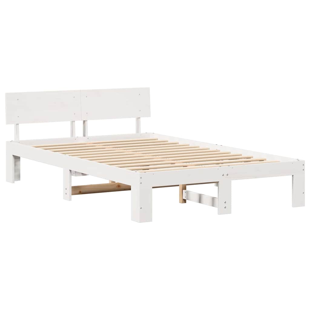 Bed Frame with Headboard White 120 x 190 cm Solid Pine Wood