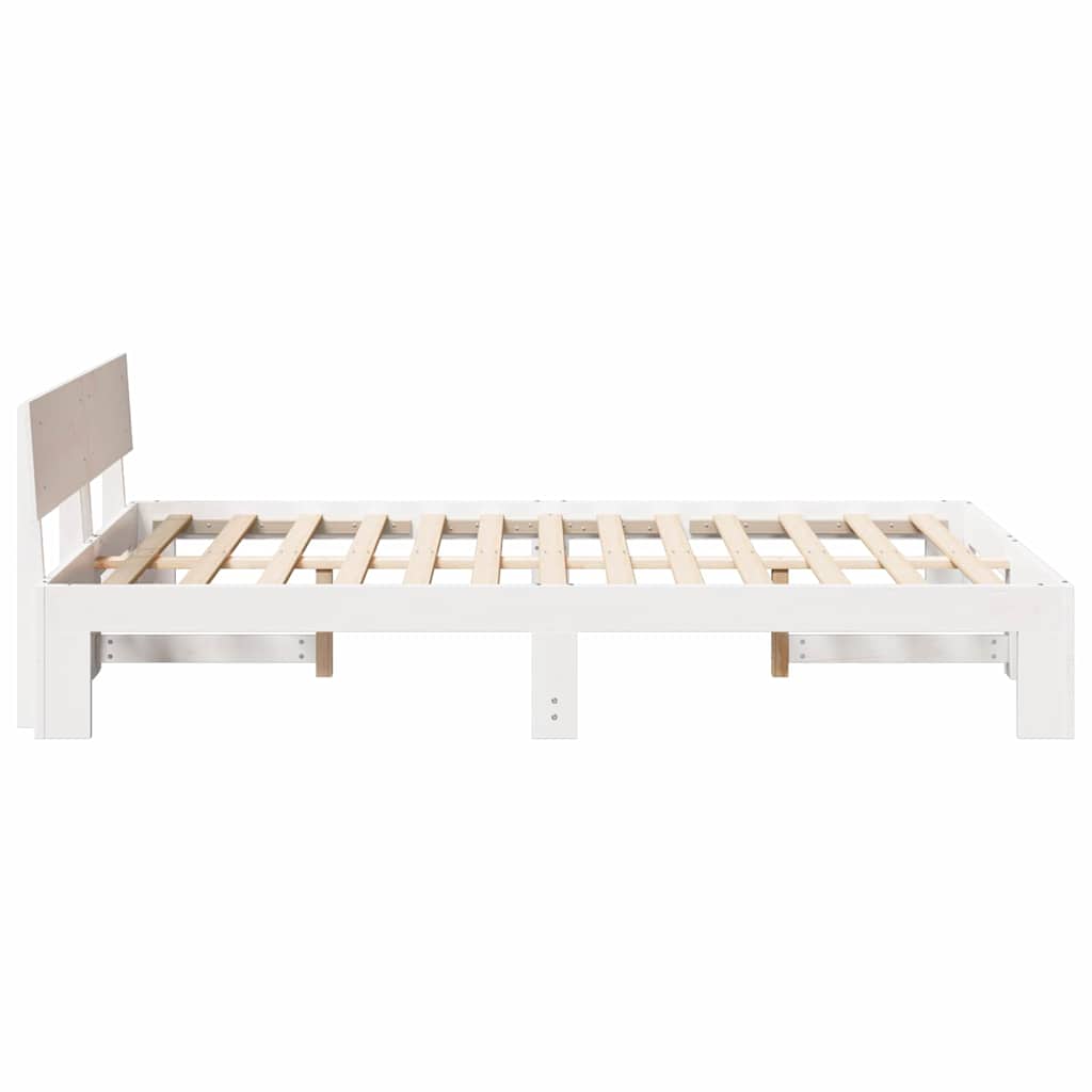 Bed Frame with Headboard White 120 x 190 cm Solid Pine Wood