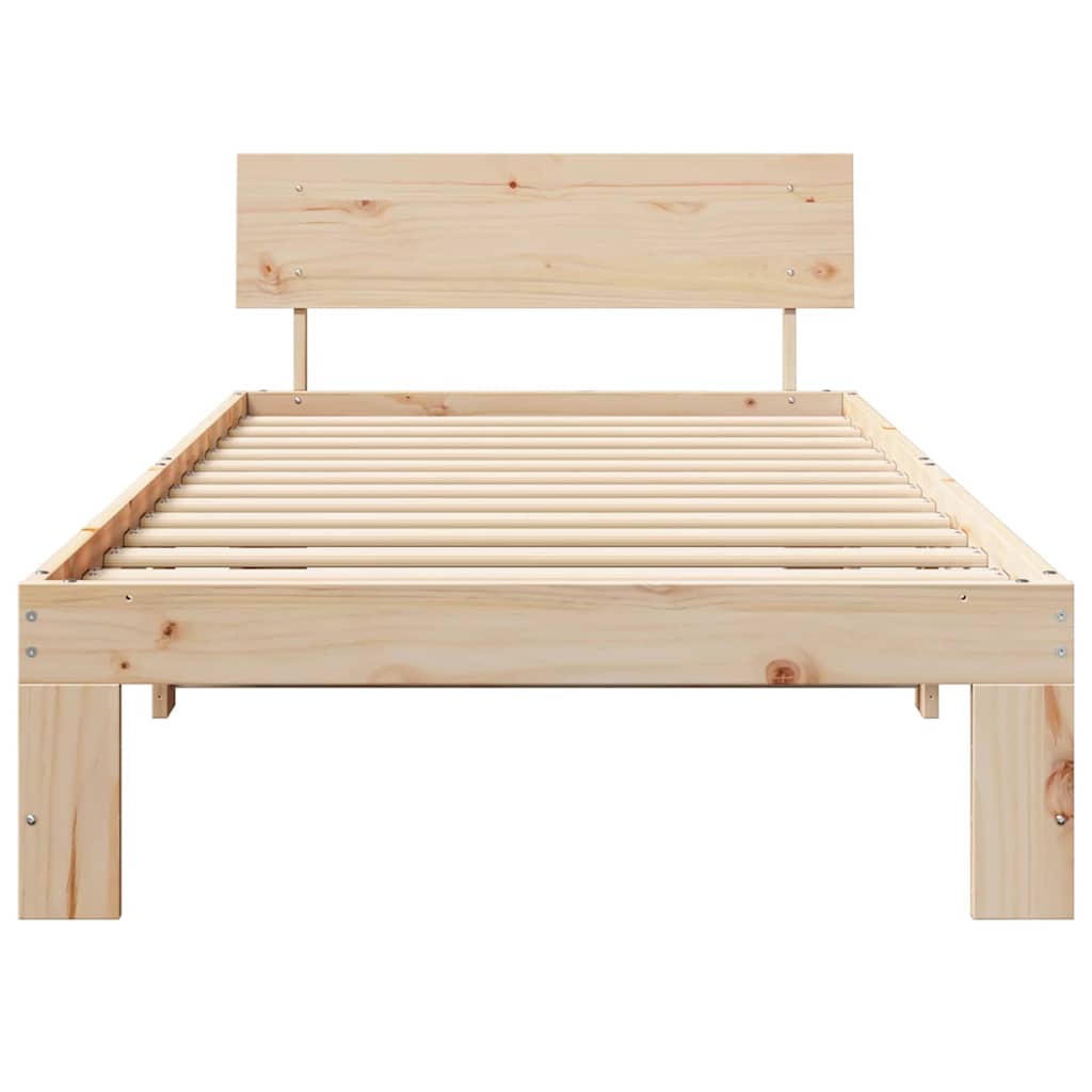 Bed Frame with Headboard Natural 100 x 200 cm Solid Pine Wood