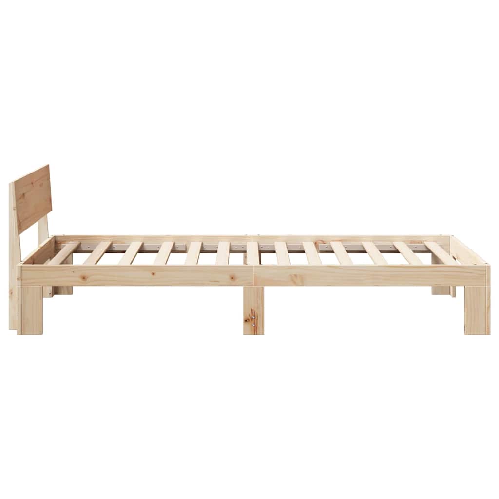 Bed Frame with Headboard Natural 100 x 200 cm Solid Pine Wood