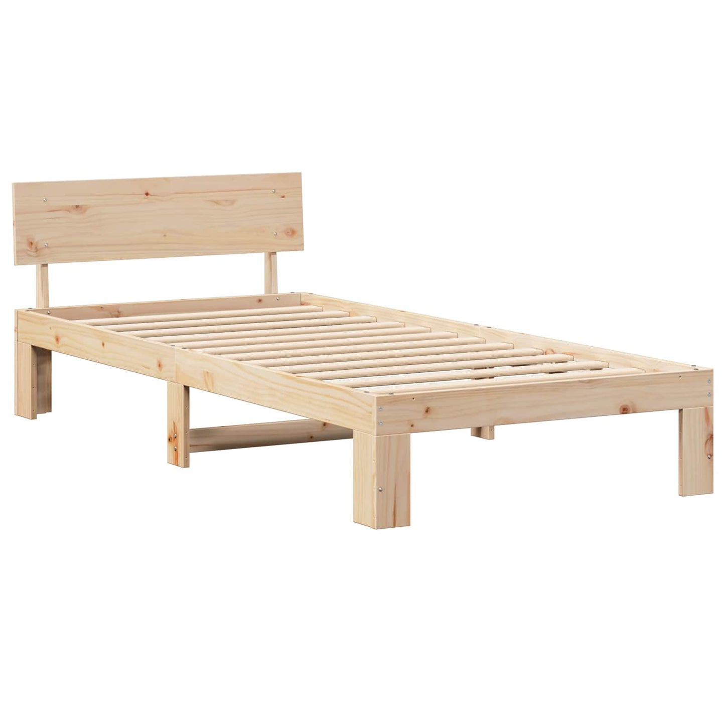 Bed Frame with Headboard Natural 90 x 200 cm Solid Pine Wood