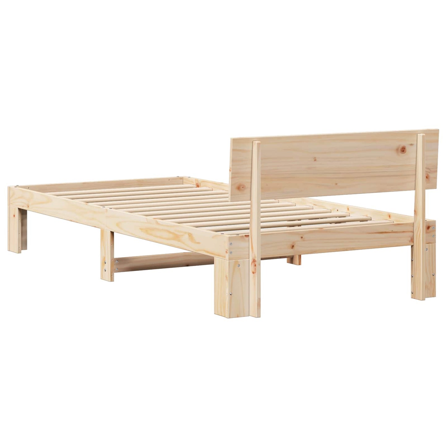 Bed Frame with Headboard Natural 90 x 200 cm Solid Pine Wood