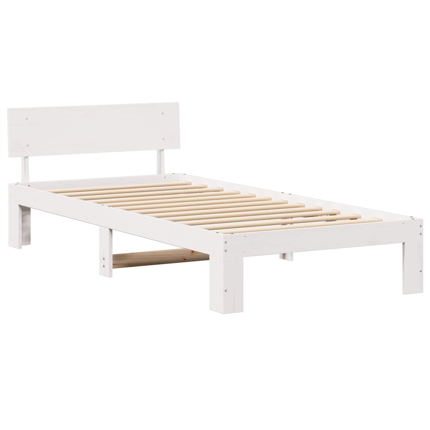 Bed Frame with Headboard White 90 x 200 cm Solid Pine Wood