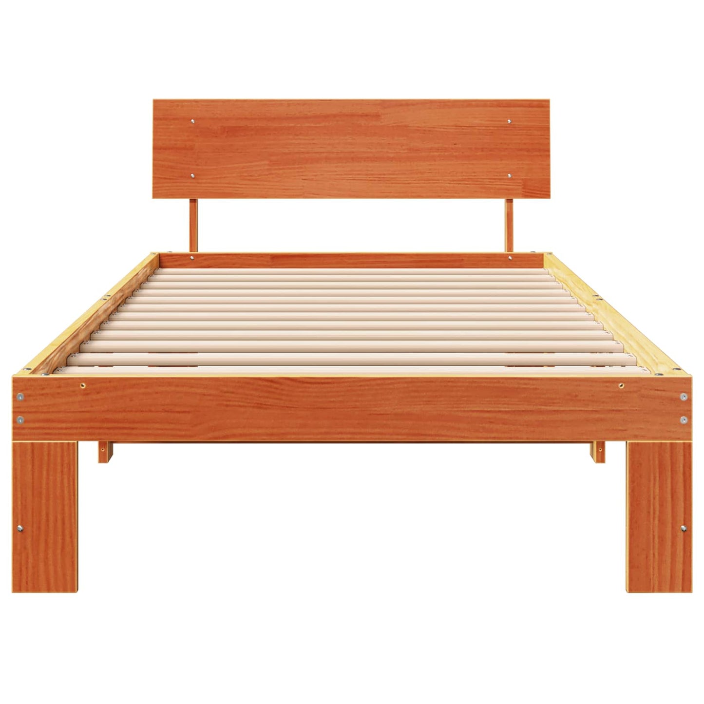 Bed Frame with Headboard Wax Brown 90 x 200 cm Solid Pine Wood