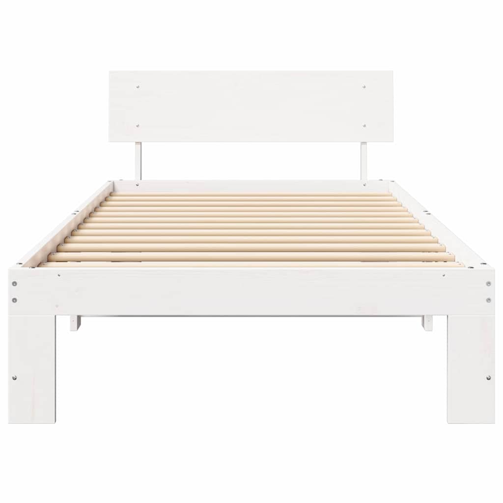 Bed Frame with Headboard White 80 x 200 cm Solid Pine Wood