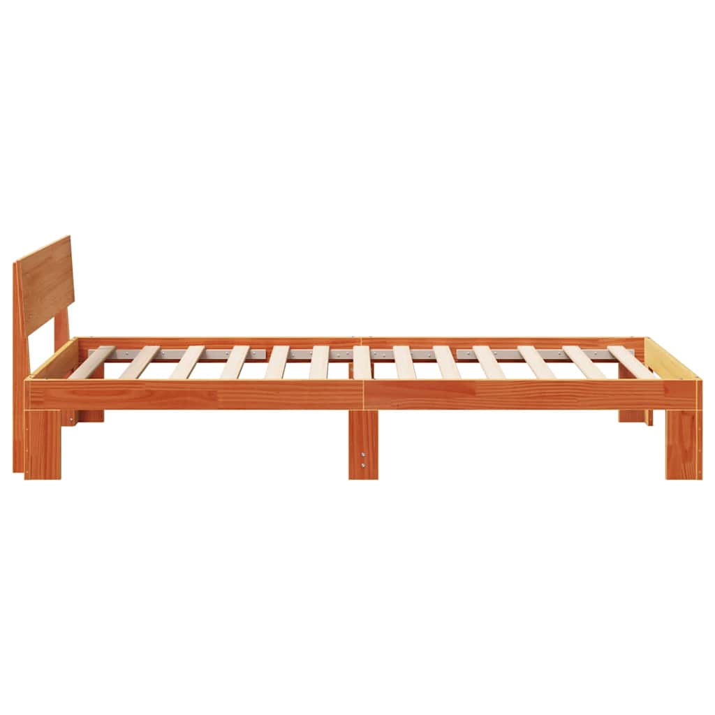 Bed Frame with Headboard Wax Brown 90 x 190 cm Solid Pine Wood